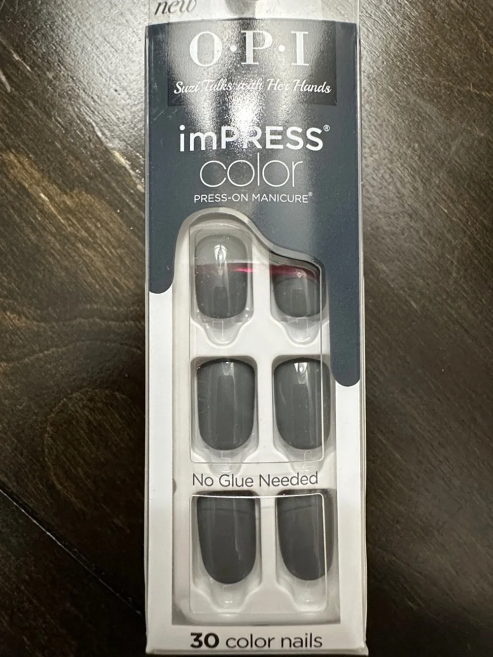 OPI imPRESS Press-On Manicure Nails in Charcoal Gray short